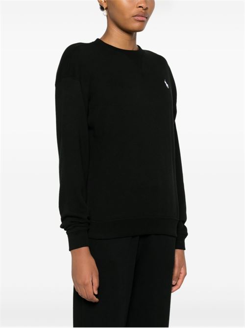 Felpa girocollo Polo Ralph Lauren da donna nera in cotone con Pony ricamato POLO RALPH LAUREN | 211935582011
